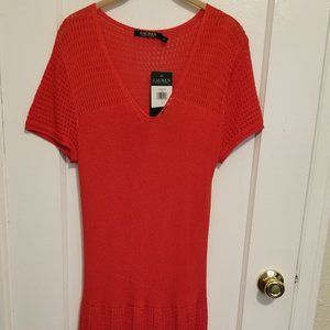 Lauren Ralph Lauren Red Knit Dress NWT Sz L